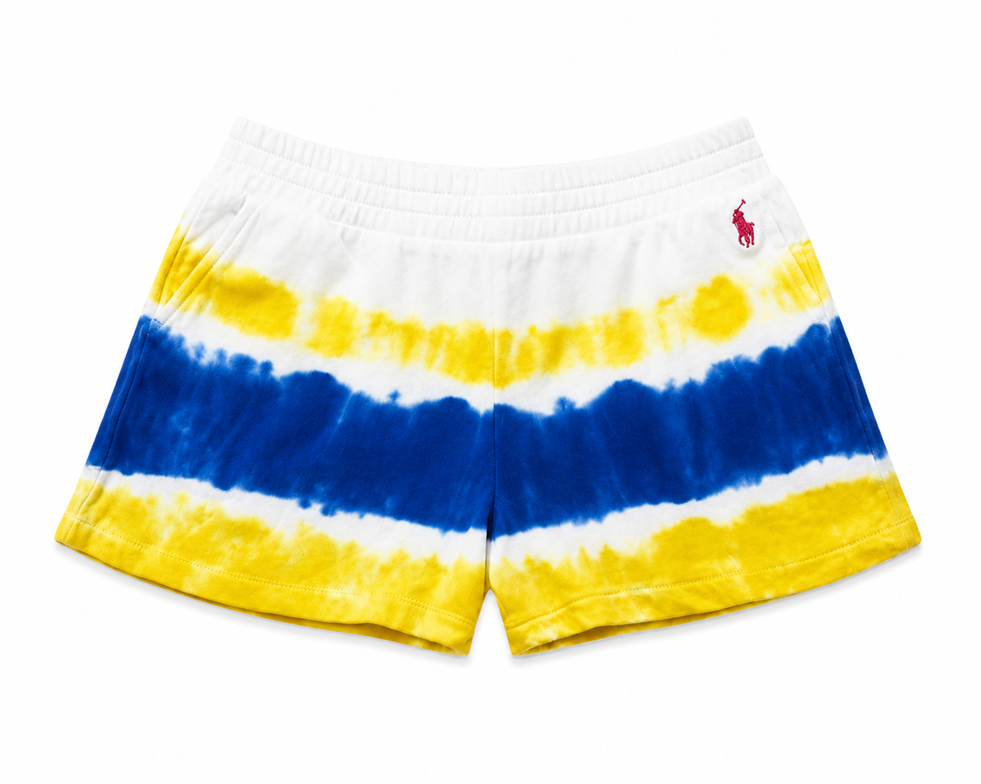 Polo Ralph Lauren Girls Tie-Dye Fleece Shorts Yellow Blue White