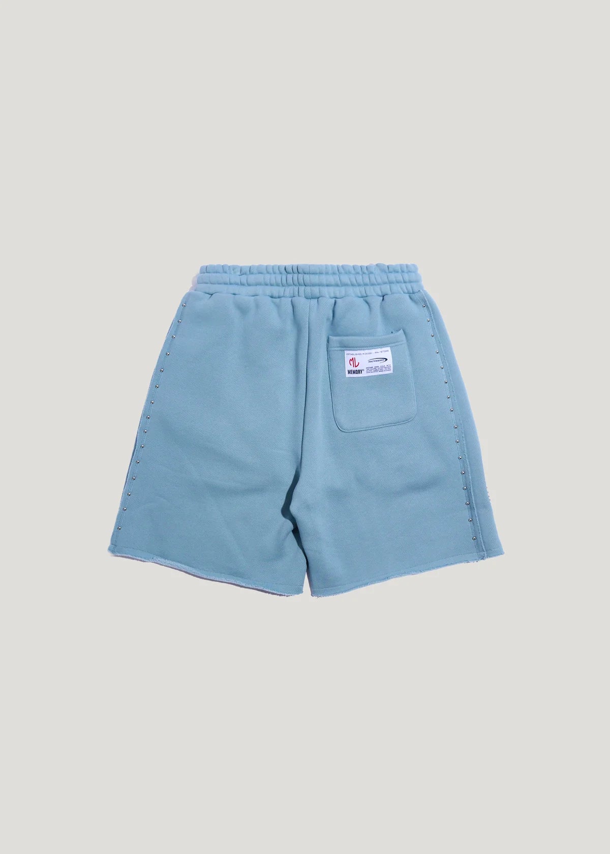 Memory Lane STUDDED FLEECE LONG SHORTS-SLATE BLUE
