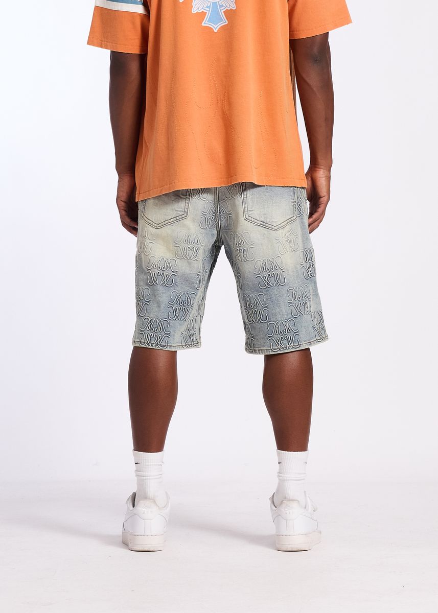 Memory Lane MONOGRAM DENIM SHORT-BLUE RINSE