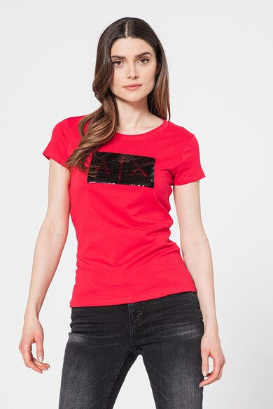 armani exchange red black women tshirts