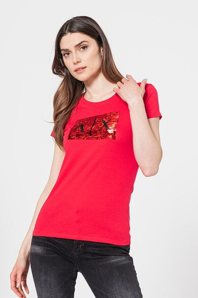armani exchange red black women tshirts