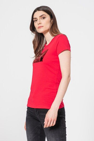 armani exchange red black women tshirts