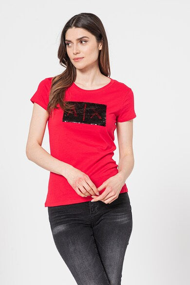 armani exchange red black women tshirts
