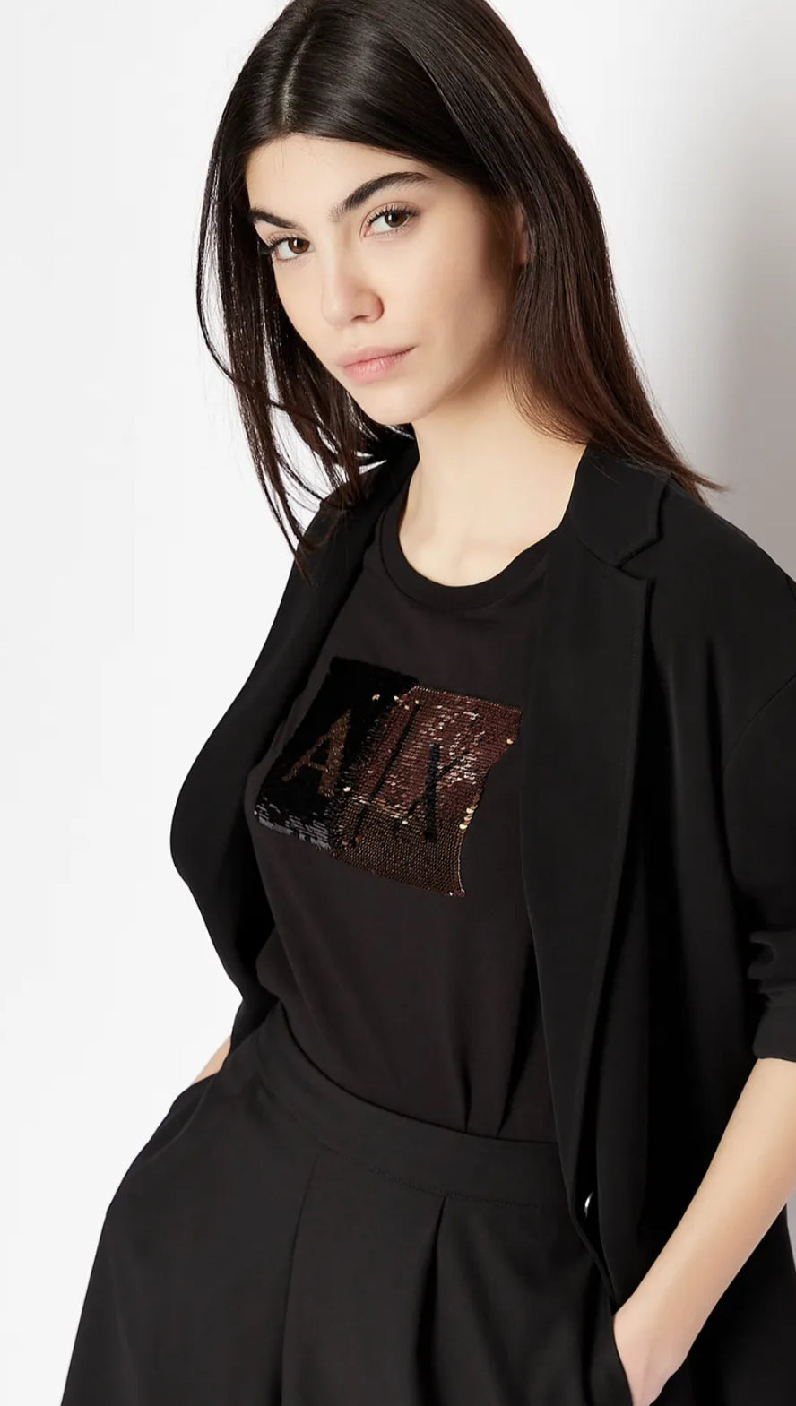 armani exchange Black Bronze 3d AX Black women tshirts