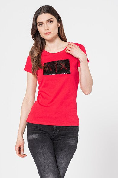 armani exchange red black women tshirts