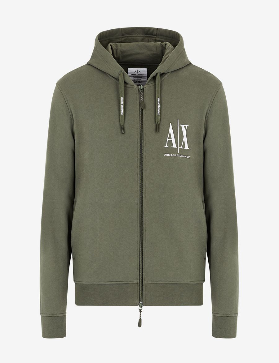Armani Exchange ZIP-UP HOODED ICON LOGO SWEATSHIRT
