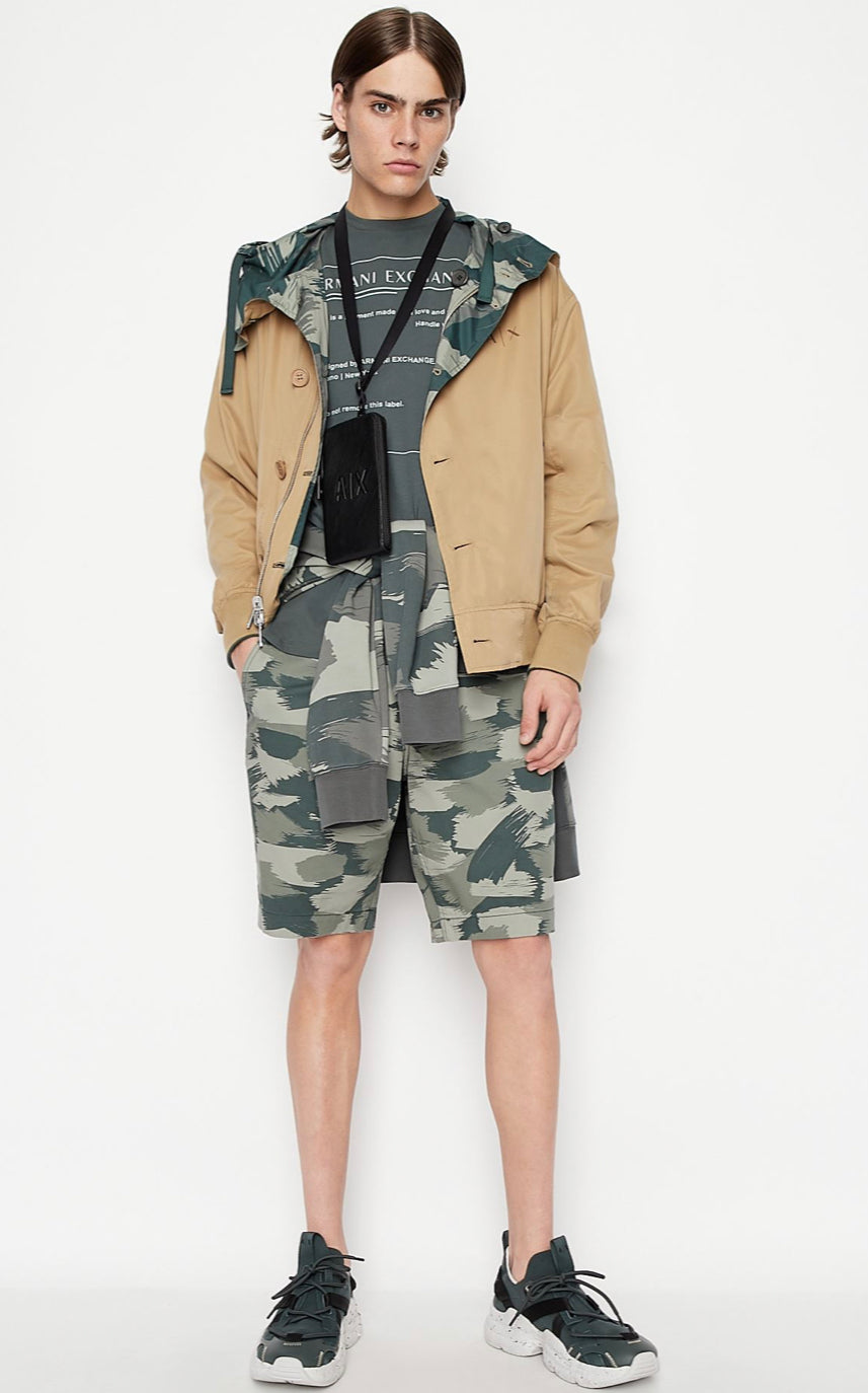 ARMANI EXCHANGE STRETCH COTTON TWILL SHORTS (GREEN)