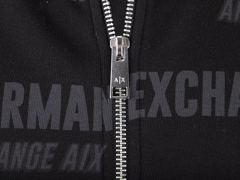 Armani Exchange Black Grey Zipper Sweatshirt