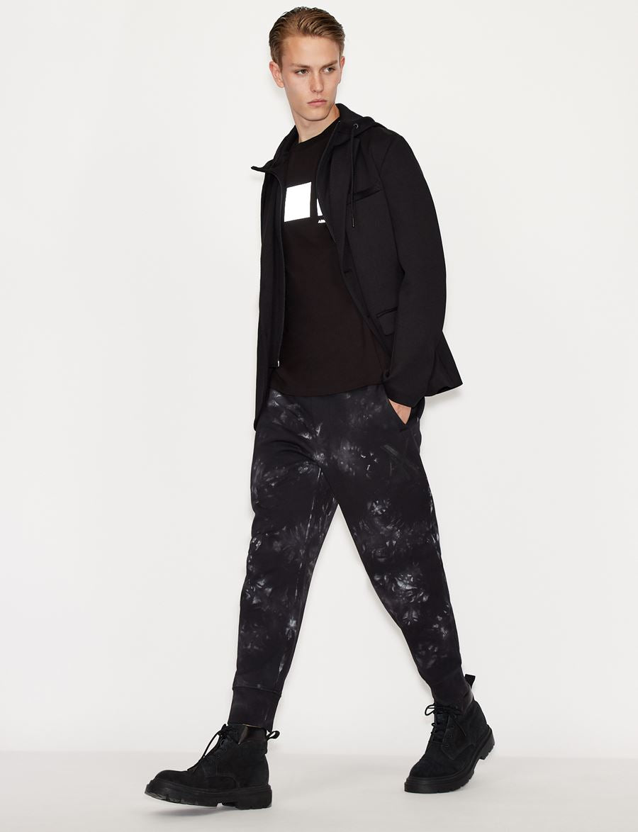armani exchange TIE DYE COTTON JERSEY FLEECE SWEATPANTS