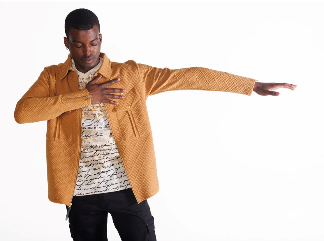 ATIZIANO Verne | Men's Long Sleeve Quilted Shirt Jacket Color BRONZE