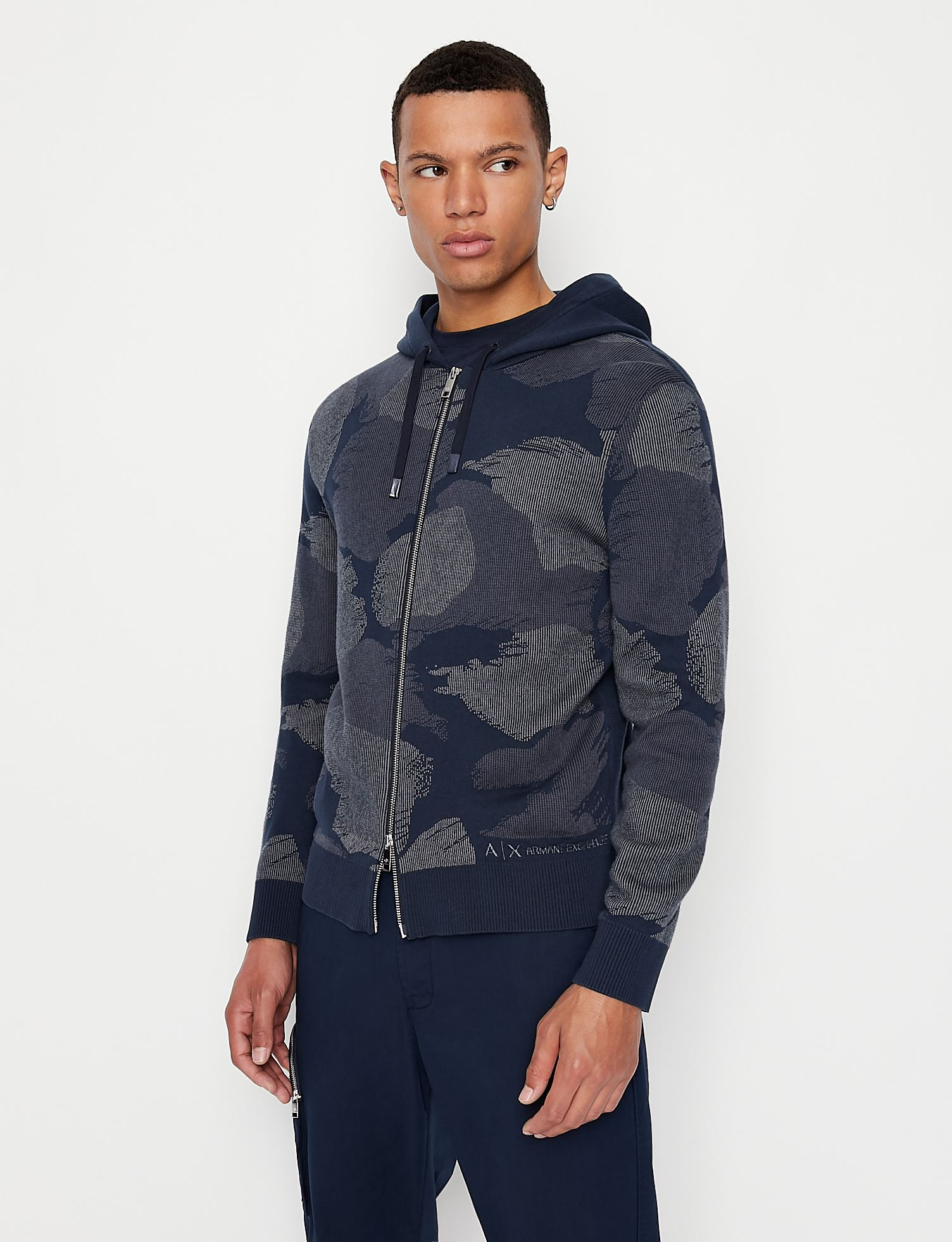 Armani Exchange Navy Zipper Hoodie