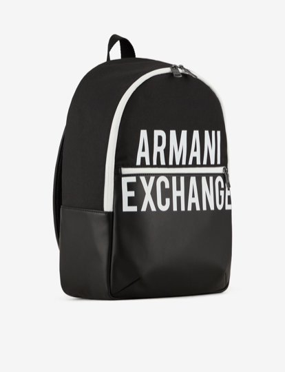Armani exchange logo plate Backpacks (Black)