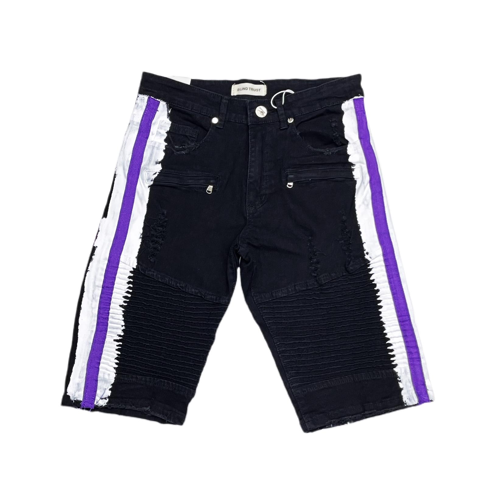 Blind Trust BLACK/PURPLE STRIPE SHORTS
