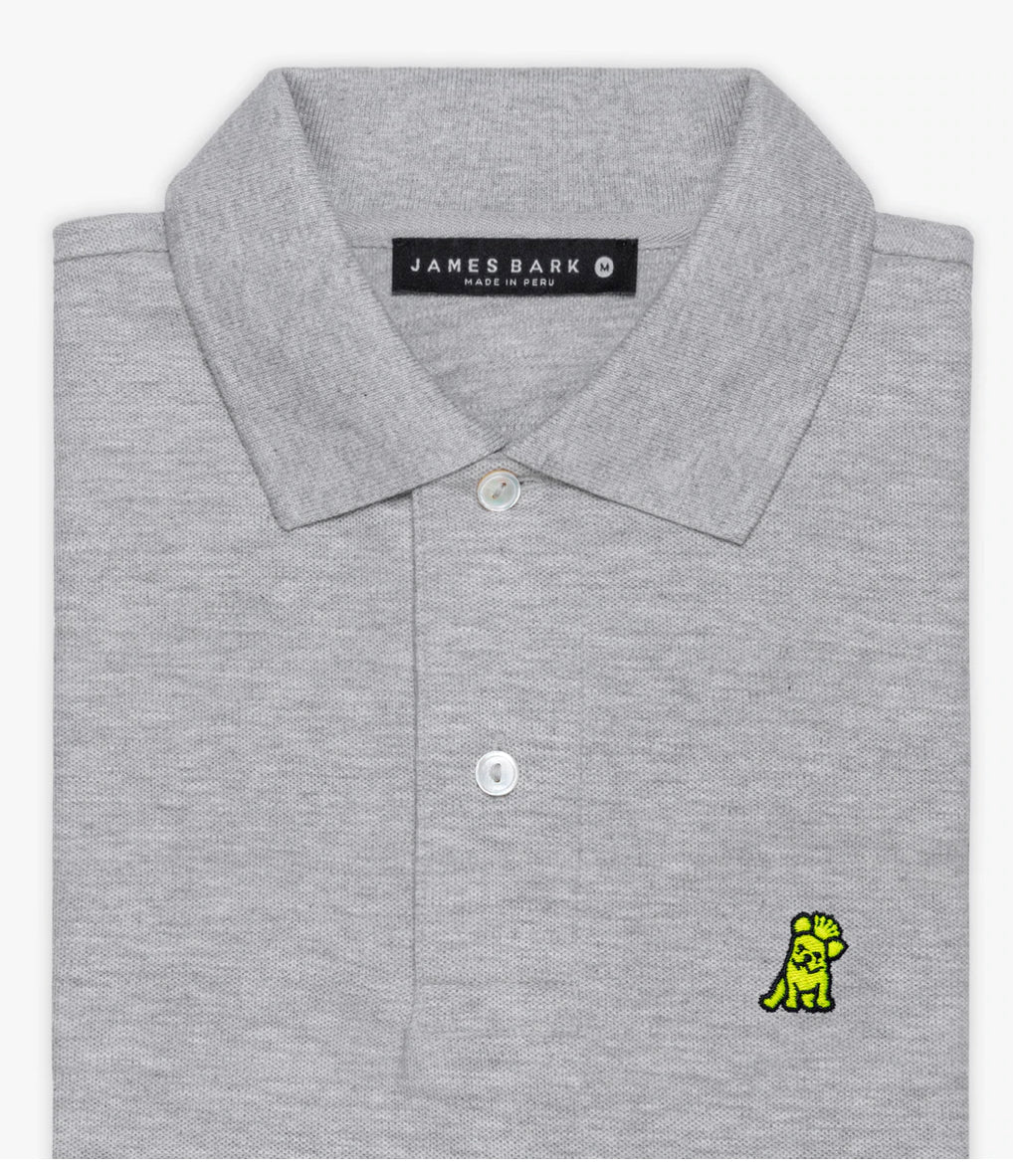 JAMES BARK Men's Marl Gray Polo Shirt - Neon Bark