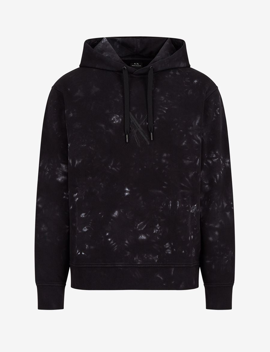armani exchange HOODED COTTON TIE DYE SWEATSHIRT
