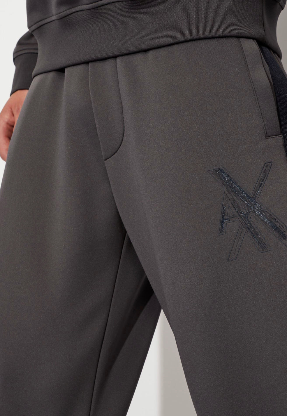 ARMANI EXCHANGE MACRO LOGO JOGGER SWEATPANTS GRAY