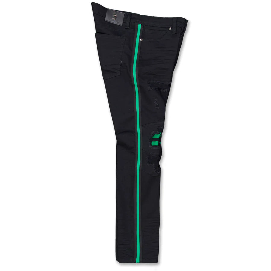 Makobi M1769 MAKOBI CAMEO DENIM JEANS - BLACK/GREEN