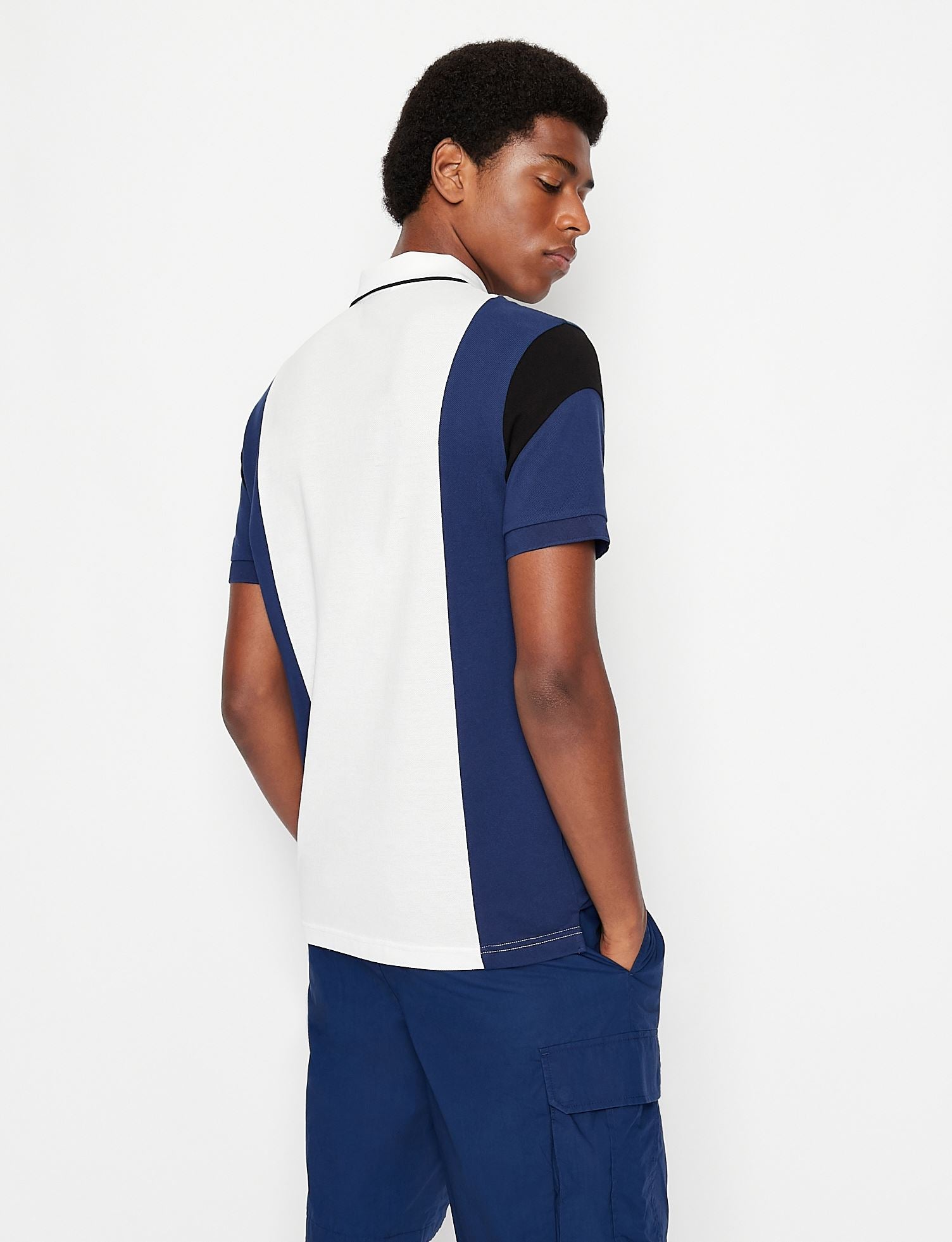 Armani Exchange Polo White Navy 3LZFLA ZJM5Z 85BM