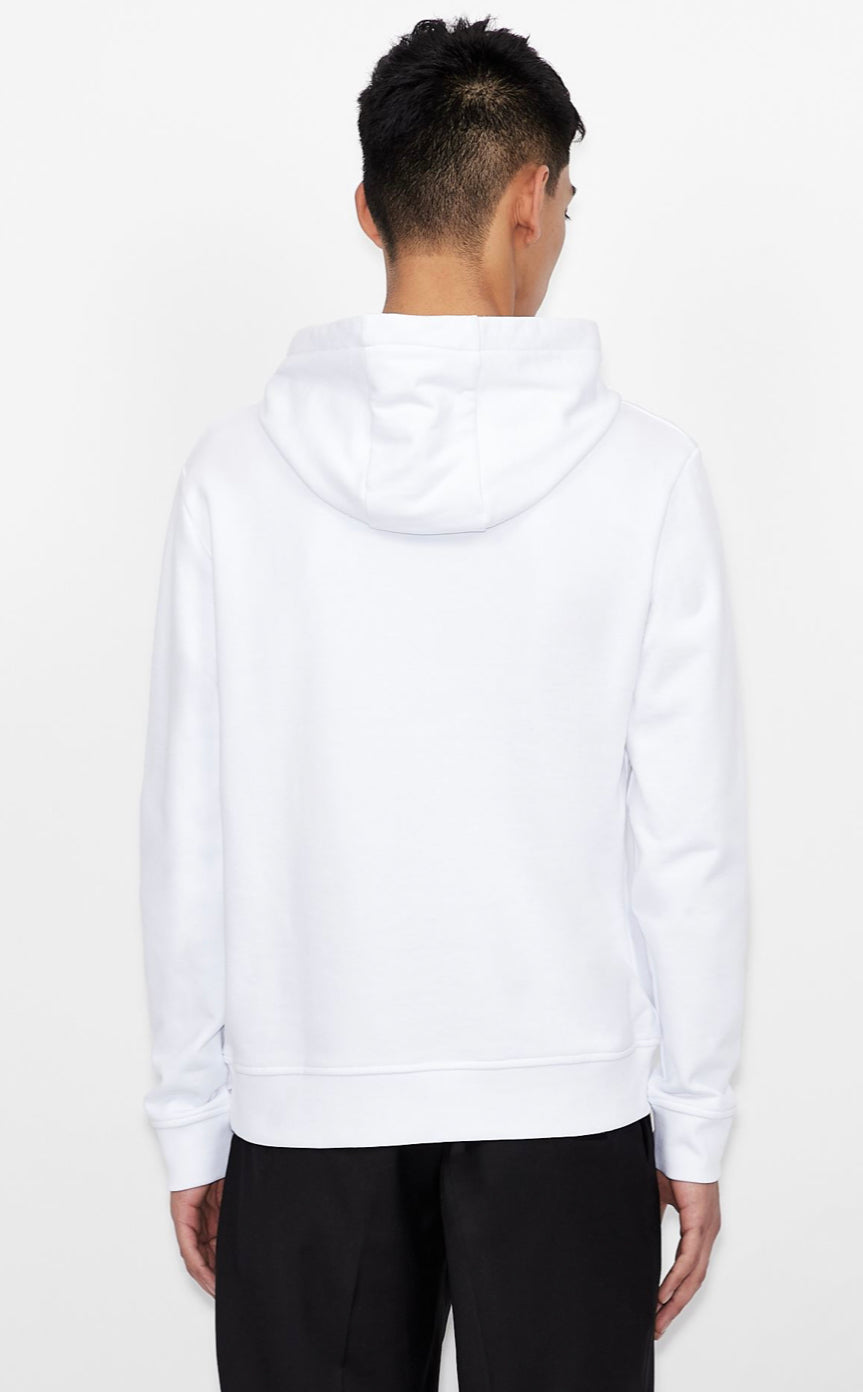 ARMANI EXCHANGE ICON LOGO HOODED SWEATSHIRT (WHITE)