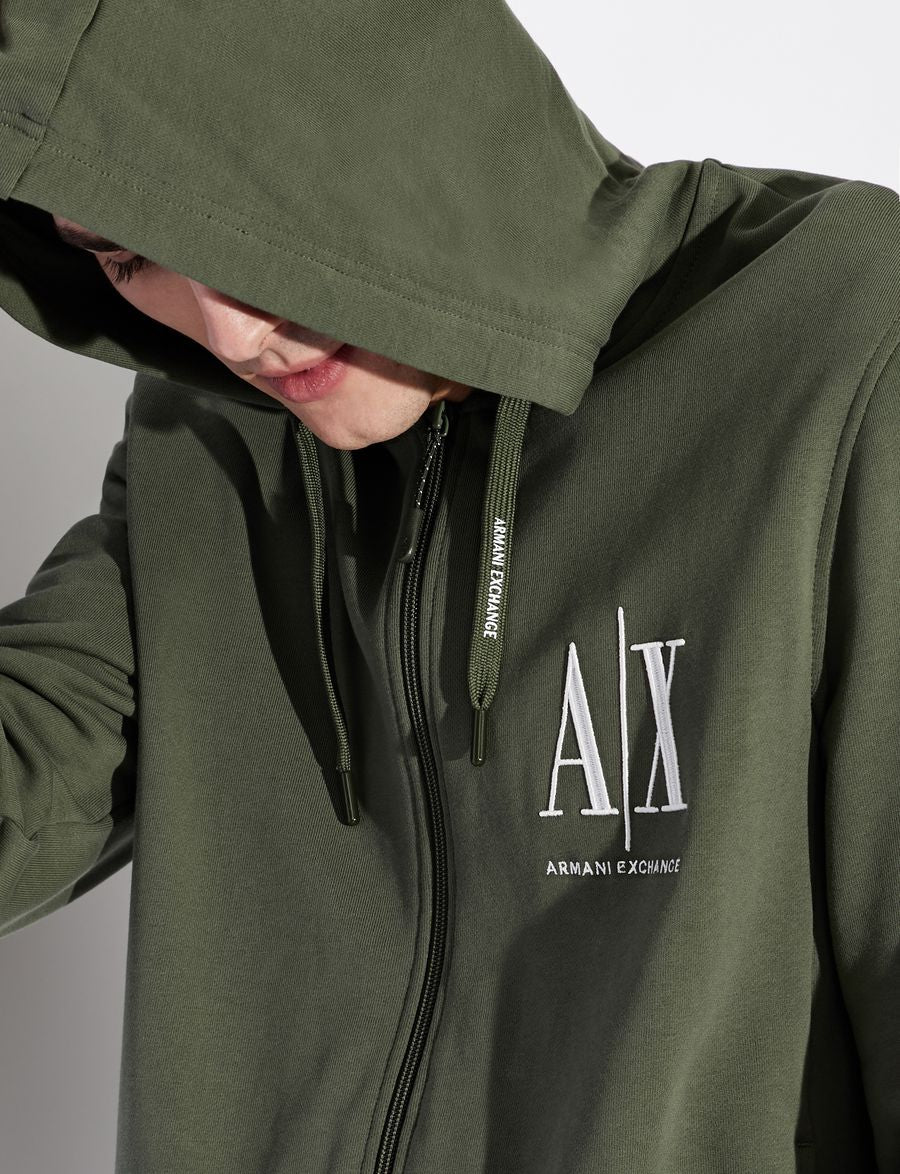 Armani Exchange ZIP-UP HOODED ICON LOGO SWEATSHIRT
