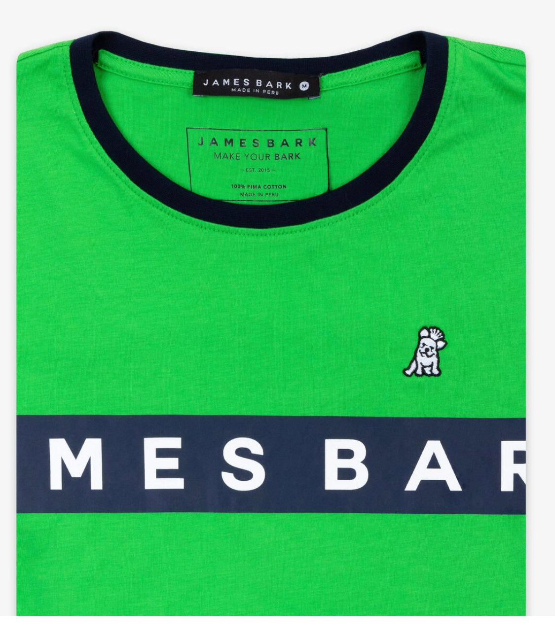 JAMES BARK Men's Green Logo Stripe Jersey T-Shirt