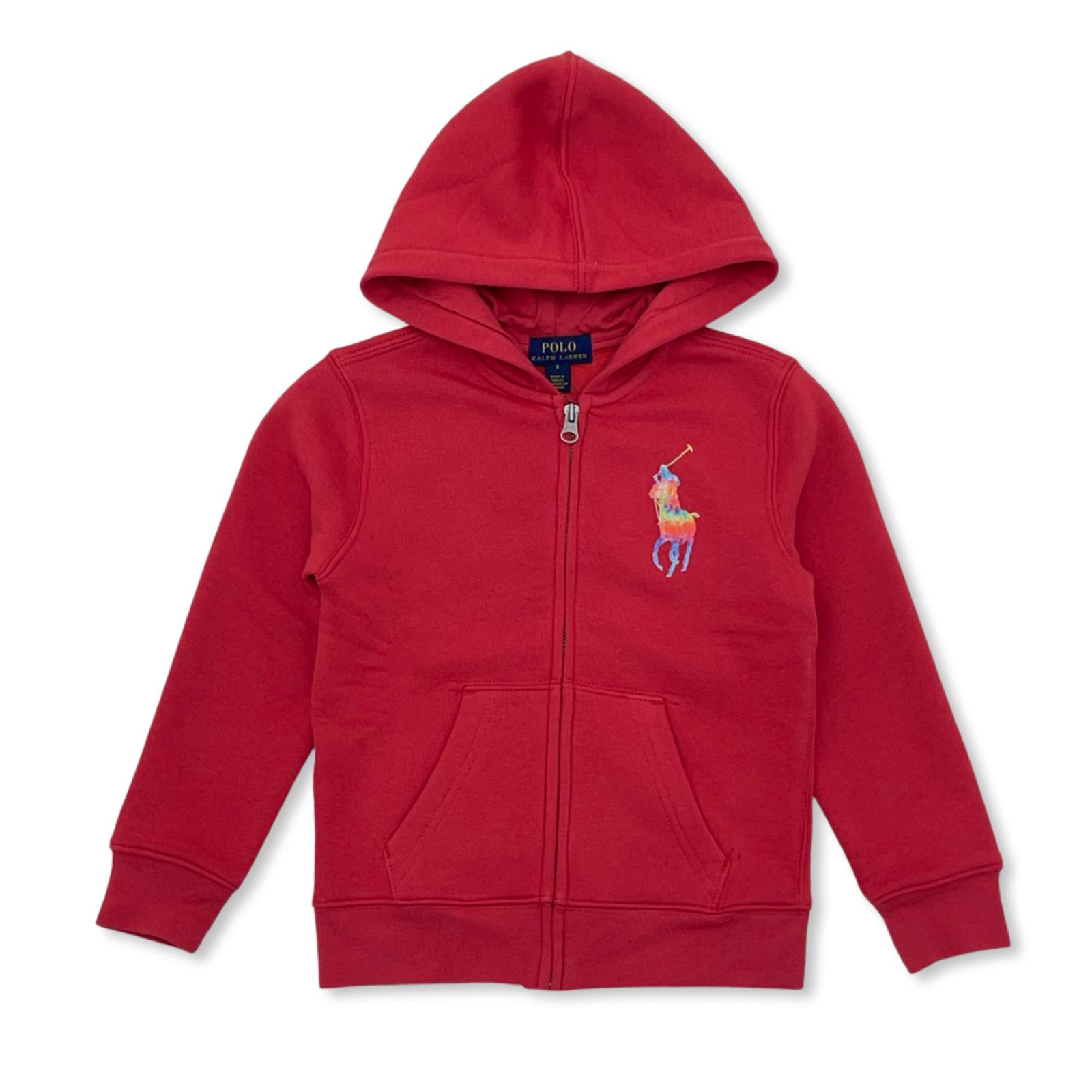 Polo Ralph Lauren (kids 2-20)Tie-Dye-Print Big Pony Fleece Hoodie (Red