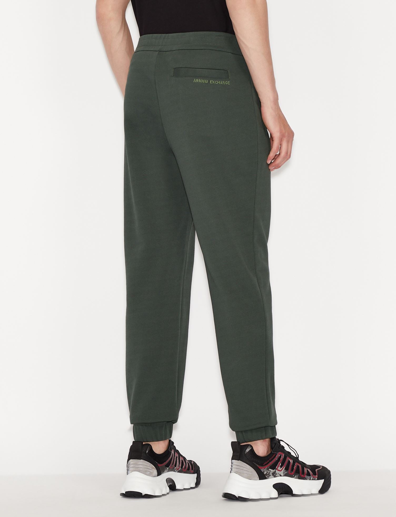 ARMANI EXCHANGE EAGLE PATCH JOGGER SWEATPANTS GREEN