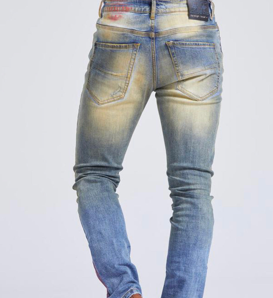 FOREIGN LOCAL HAND PAINTED RED SPLATTER JEANS