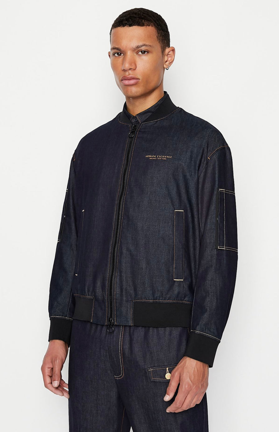 ARMANI EXCHANGE COTTON INDIGO DENIM JACKET