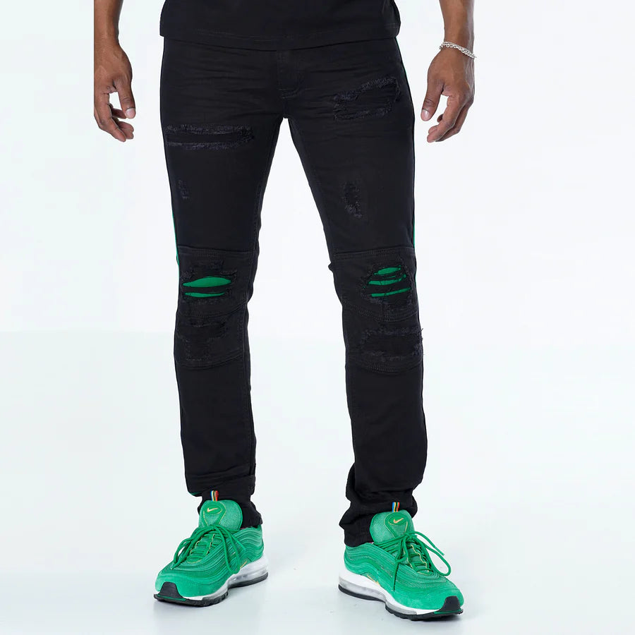 Makobi M1769 MAKOBI CAMEO DENIM JEANS - BLACK/GREEN