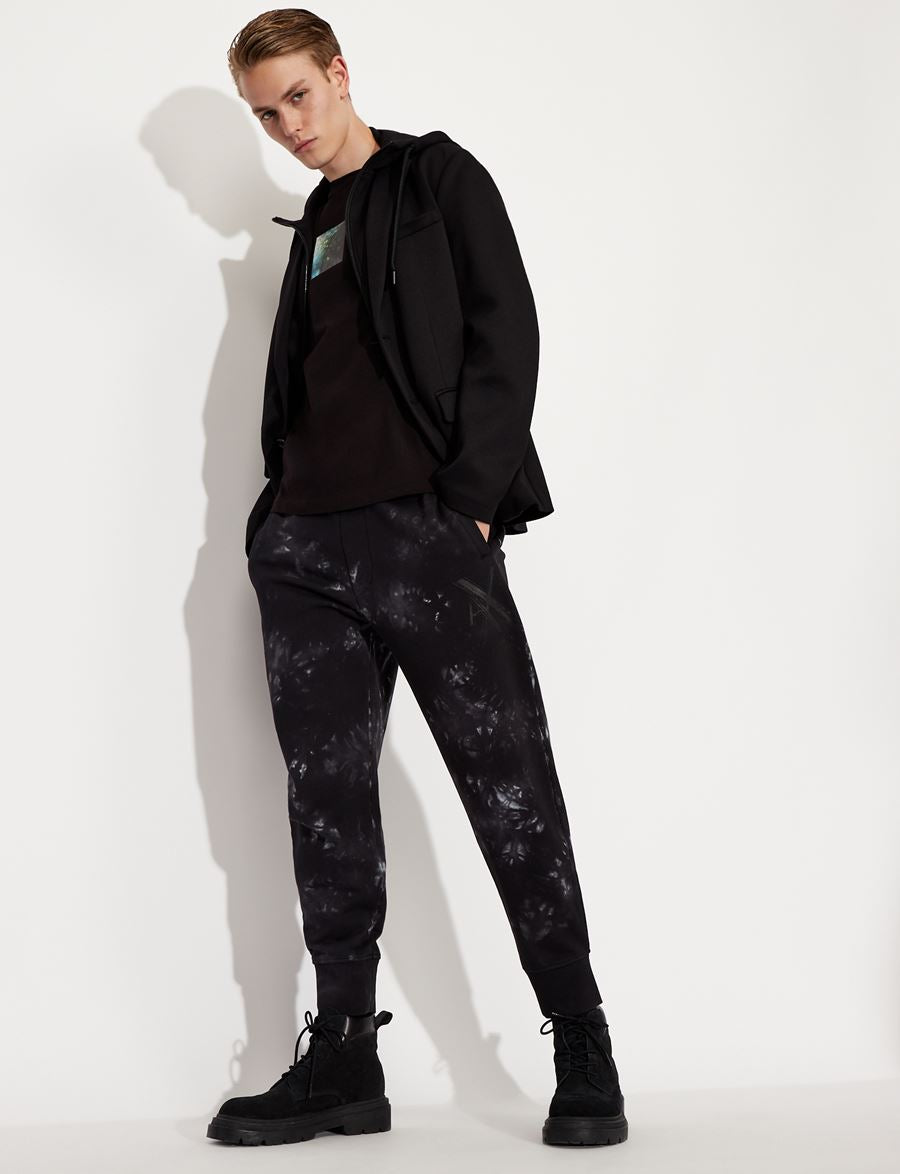 armani exchange TIE DYE COTTON JERSEY FLEECE SWEATPANTS