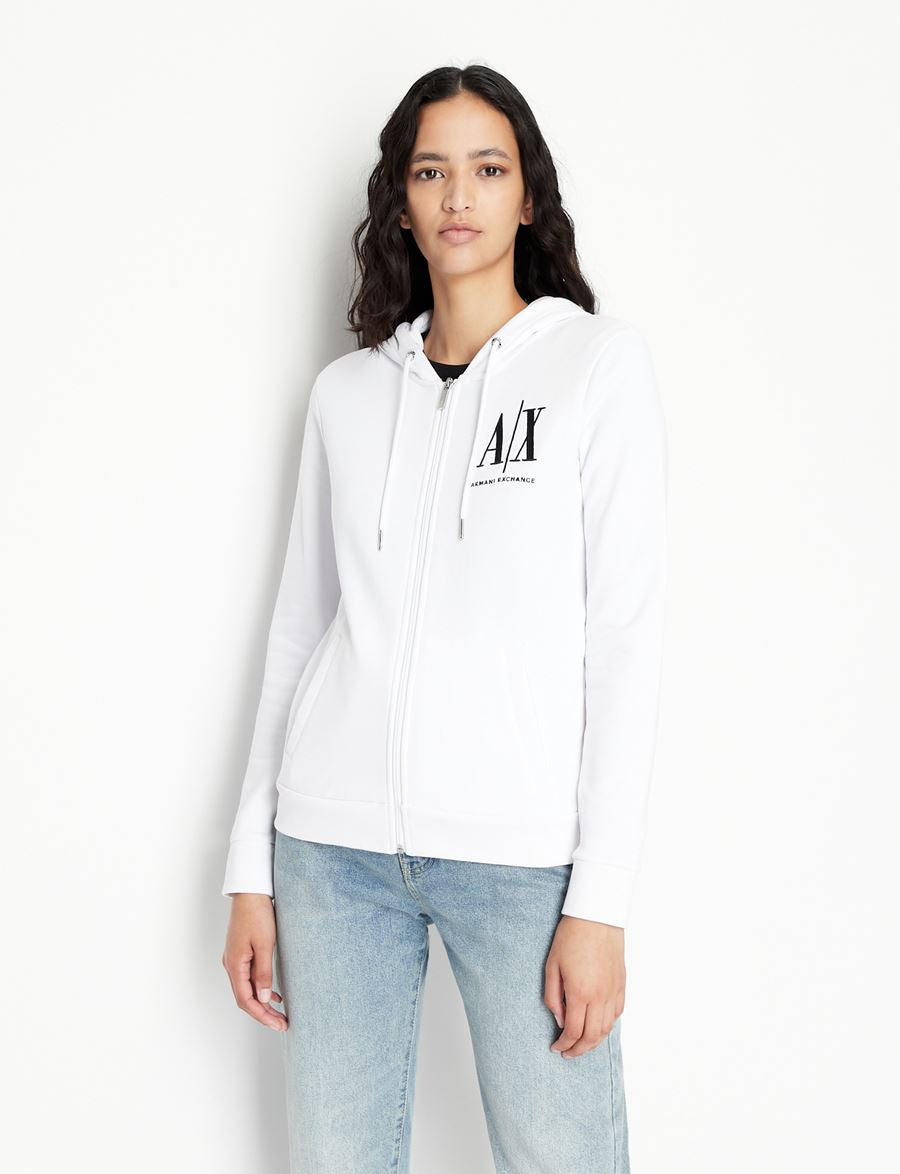 Armani Exchange ICON LOGO ZIP UP HOODED SWEATSHIRT