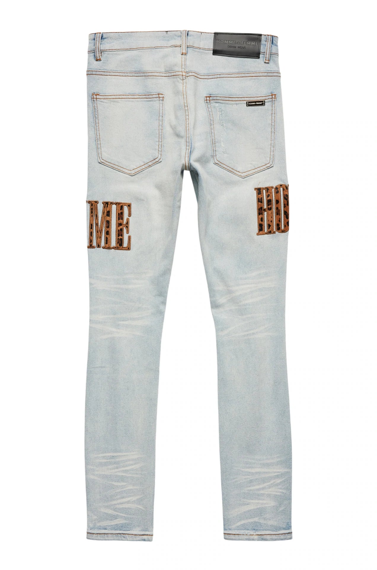 HOMME FEMME LETTERMAN DENIM BLUE WITH CHEETAH