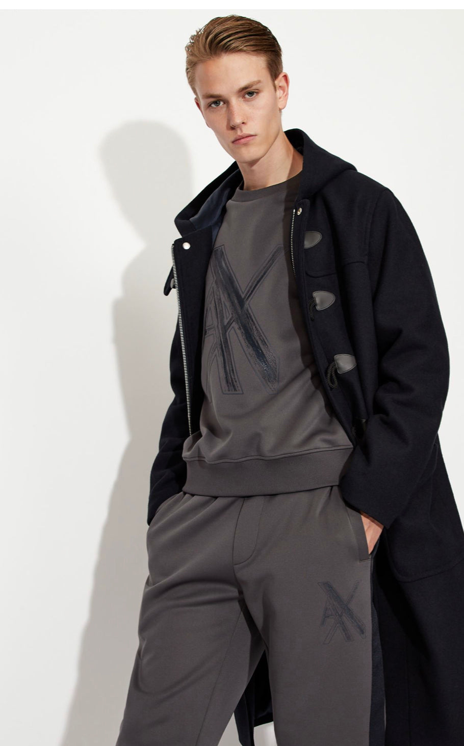 ARMANI EXCHANGE MACRO LOGO JOGGER SWEATPANTS GRAY
