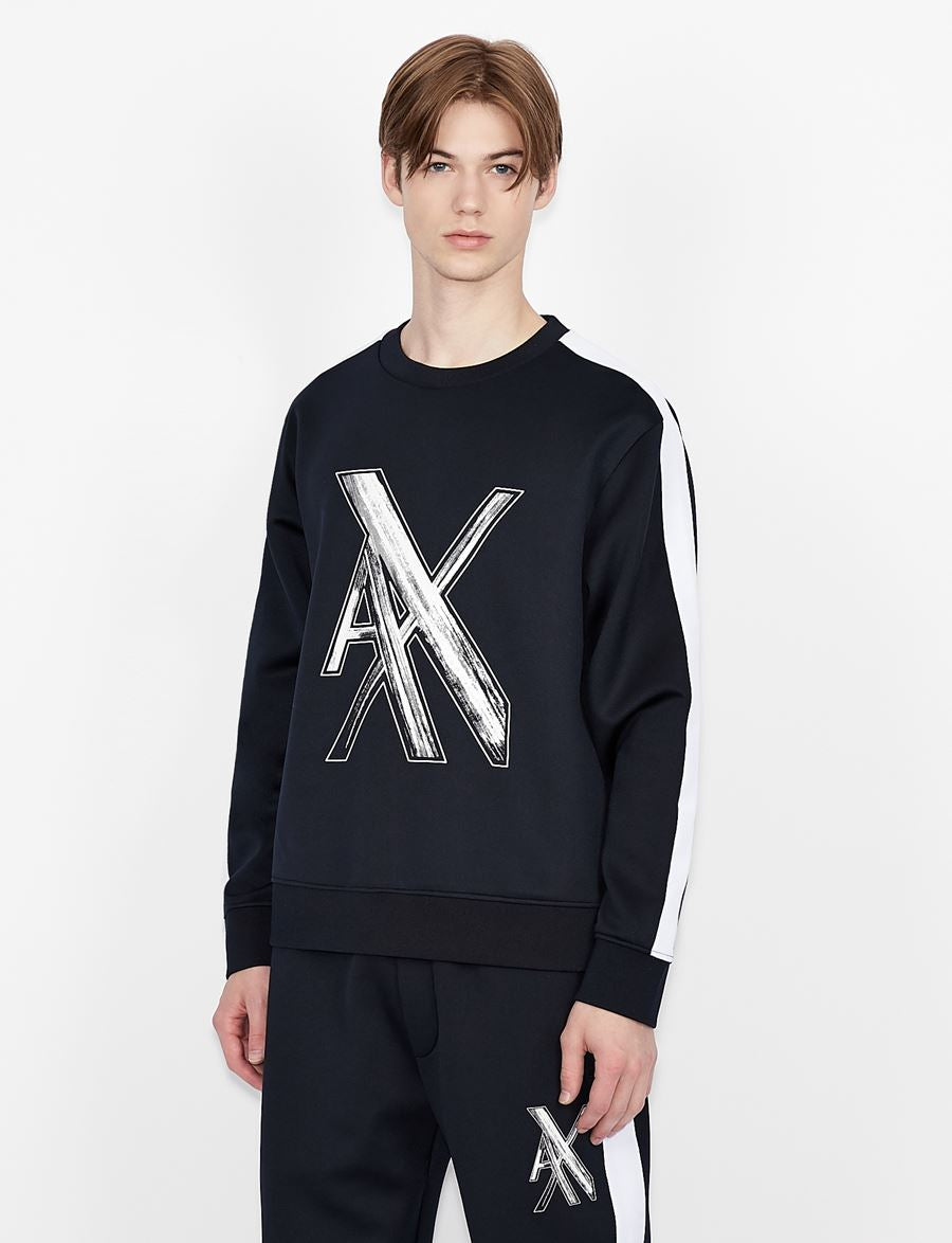 armani exchange OVERSIZED LOGO CREW NECK SWEATSHIRT