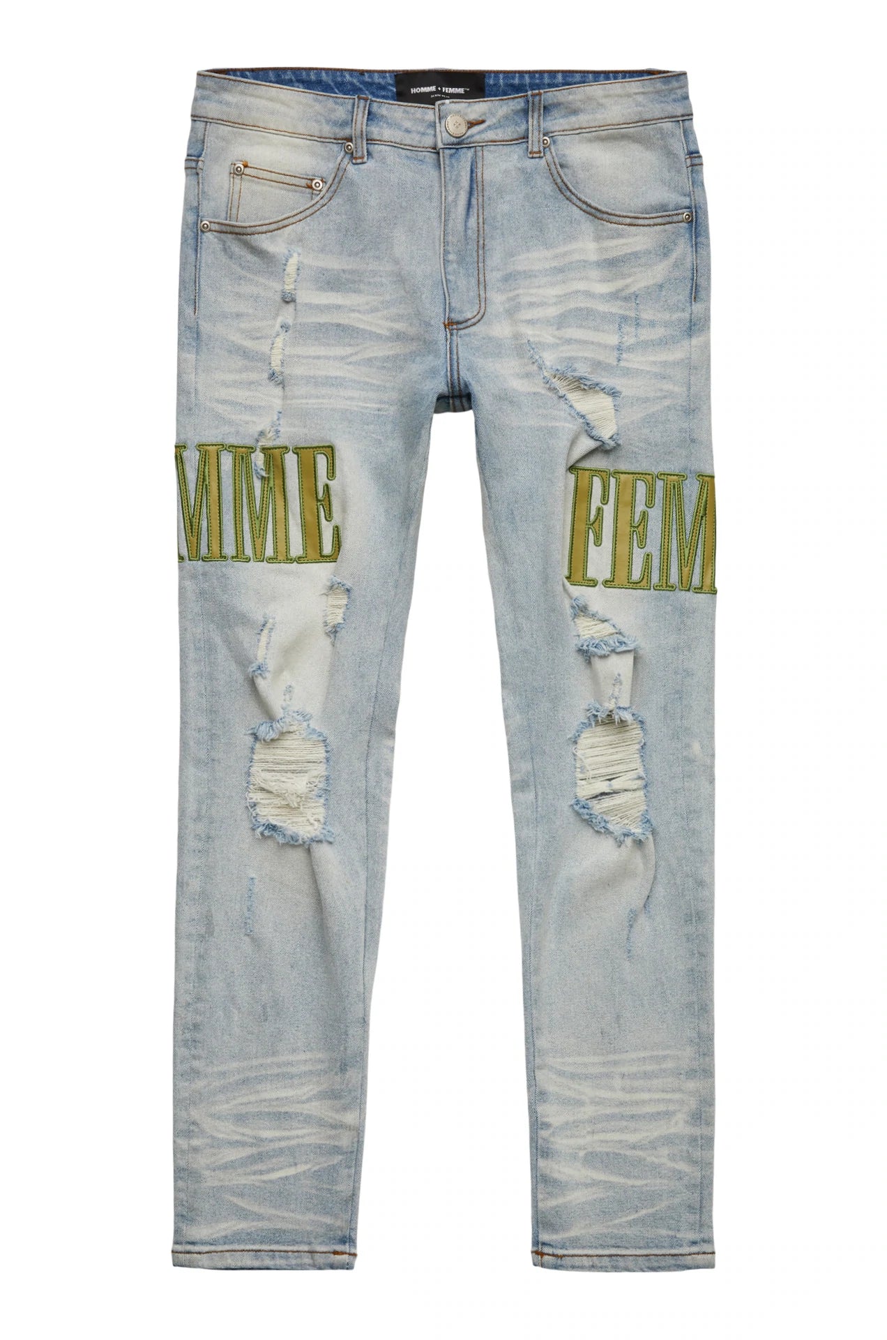 HOMME FEMME Letterman Denim Blue with Olive Green (HFSM202161)