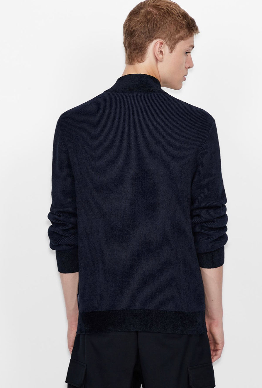 ARMANI EXCHANGE COTTON VISCOSE BLEND CARDIGAN (Navy/BLUE)
