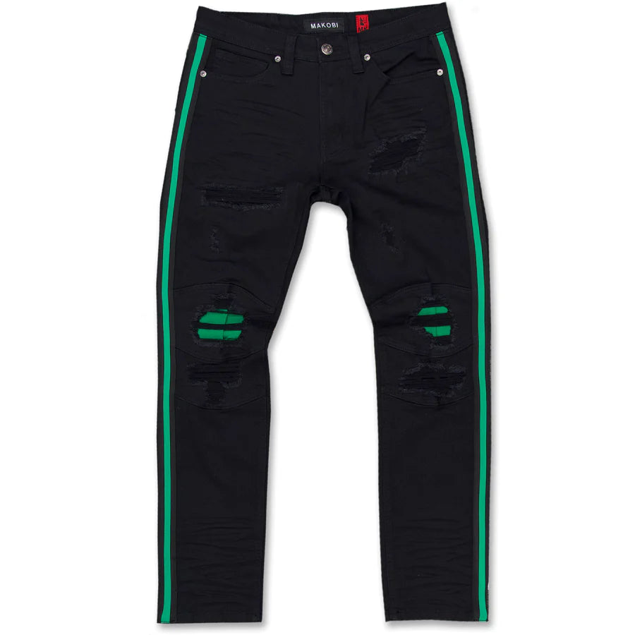 Makobi M1769 MAKOBI CAMEO DENIM JEANS - BLACK/GREEN