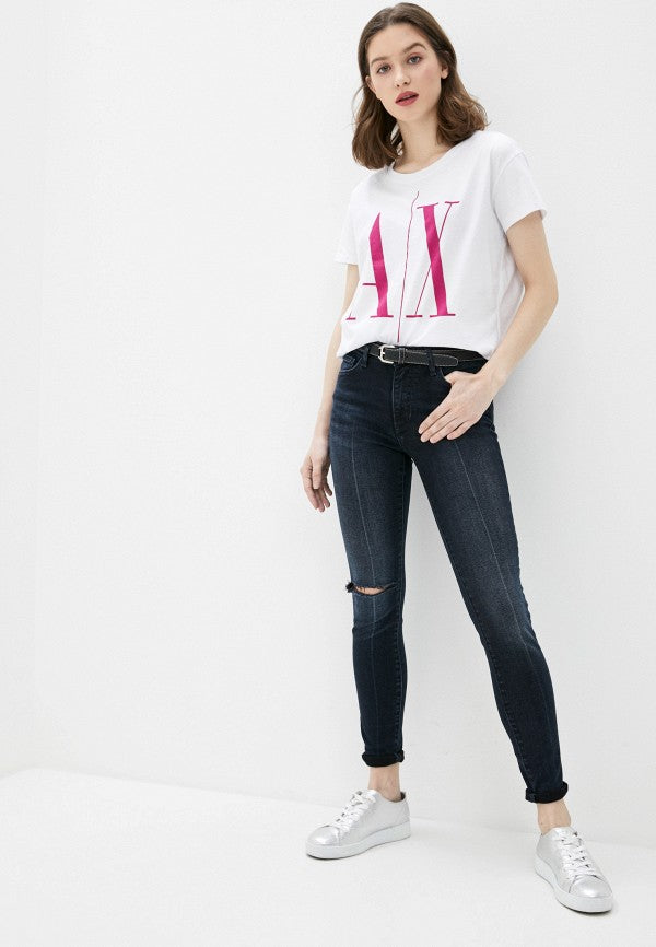 Armani Exchange women white pink Relaxed Fit Tshirt