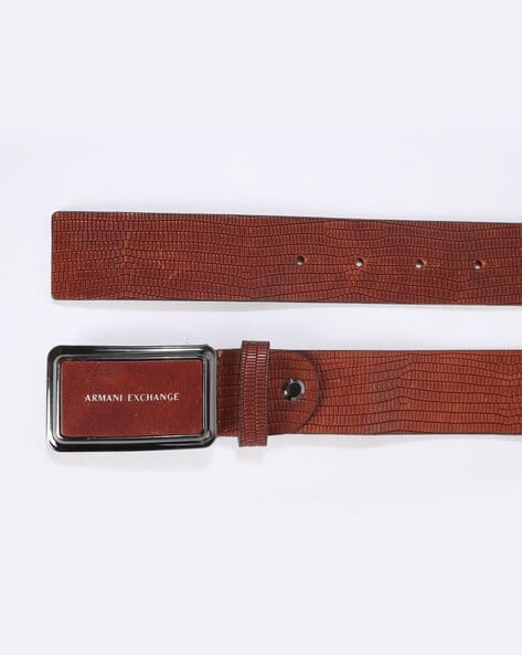 ARMANI EXCHANGE
Croc-Embossed Brown Leather Belt