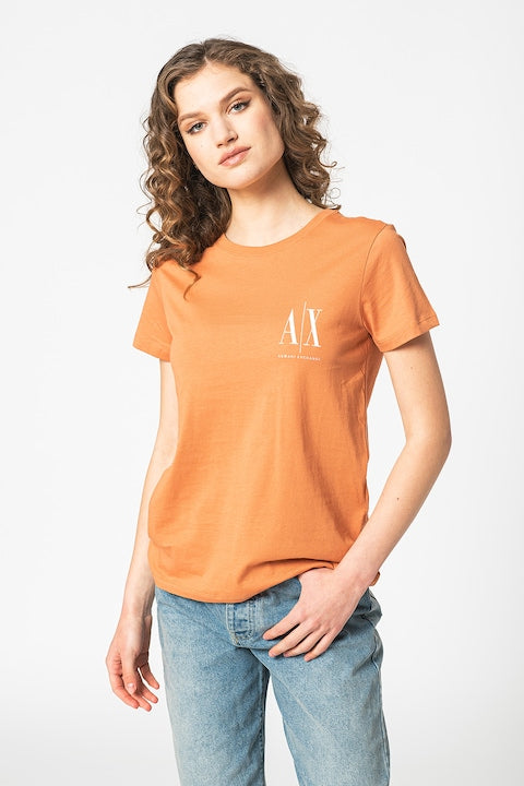 Armani Exchange women Icon Logo Print Regular Fit Round-Neck T-Shirt