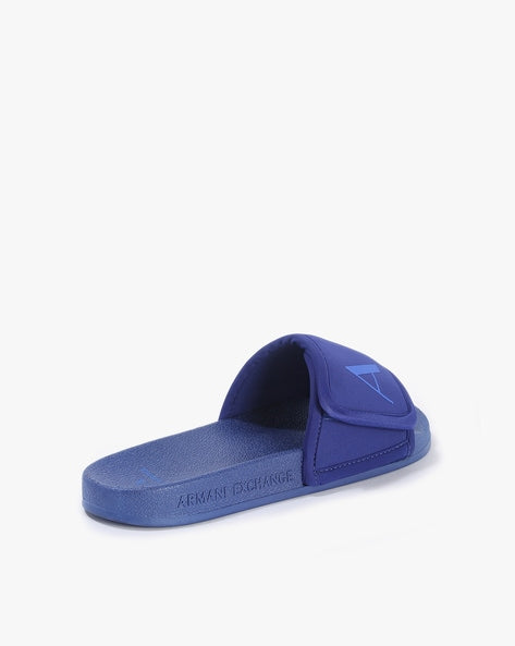 Armani exchange icon logo single strap slides Sandals (blue)