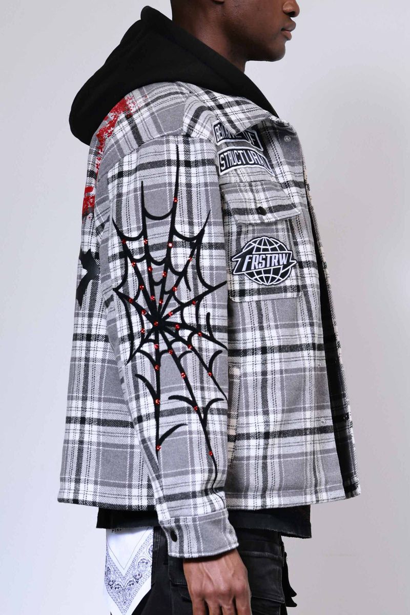 First row beware of structural error hood shacket