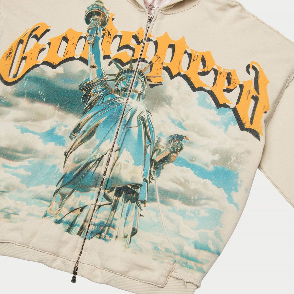 GODSPEED CHROME LIBERTY ZIP HOODIE V2 (BONE)