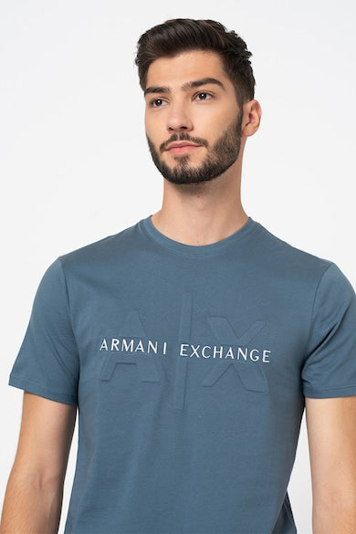 Armani Exchange Regular Fit Light Blue Icon Logo Tshirt