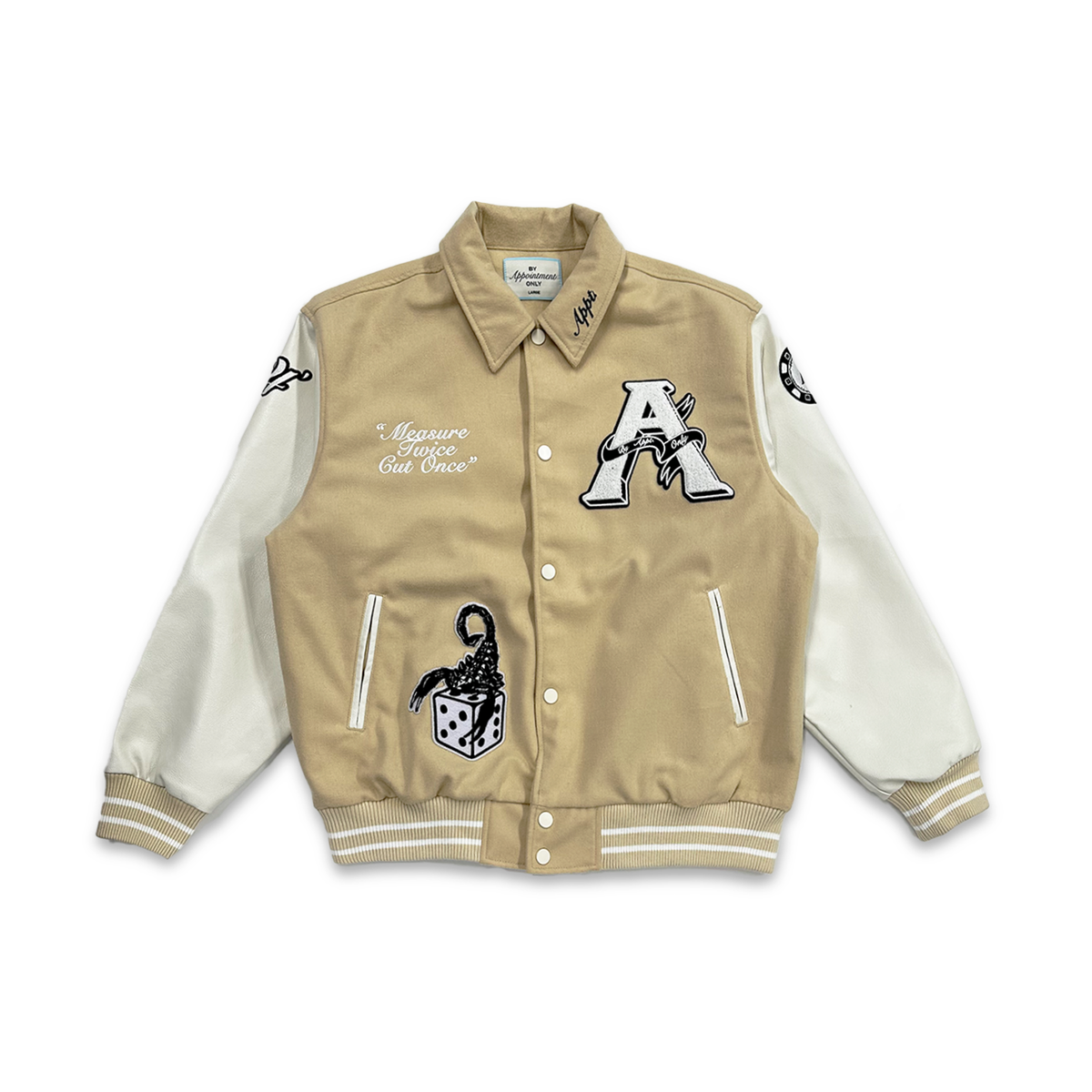 BY APPT VARSITY JACKET (BEIGE / CREAM) (BAO-F24-019)