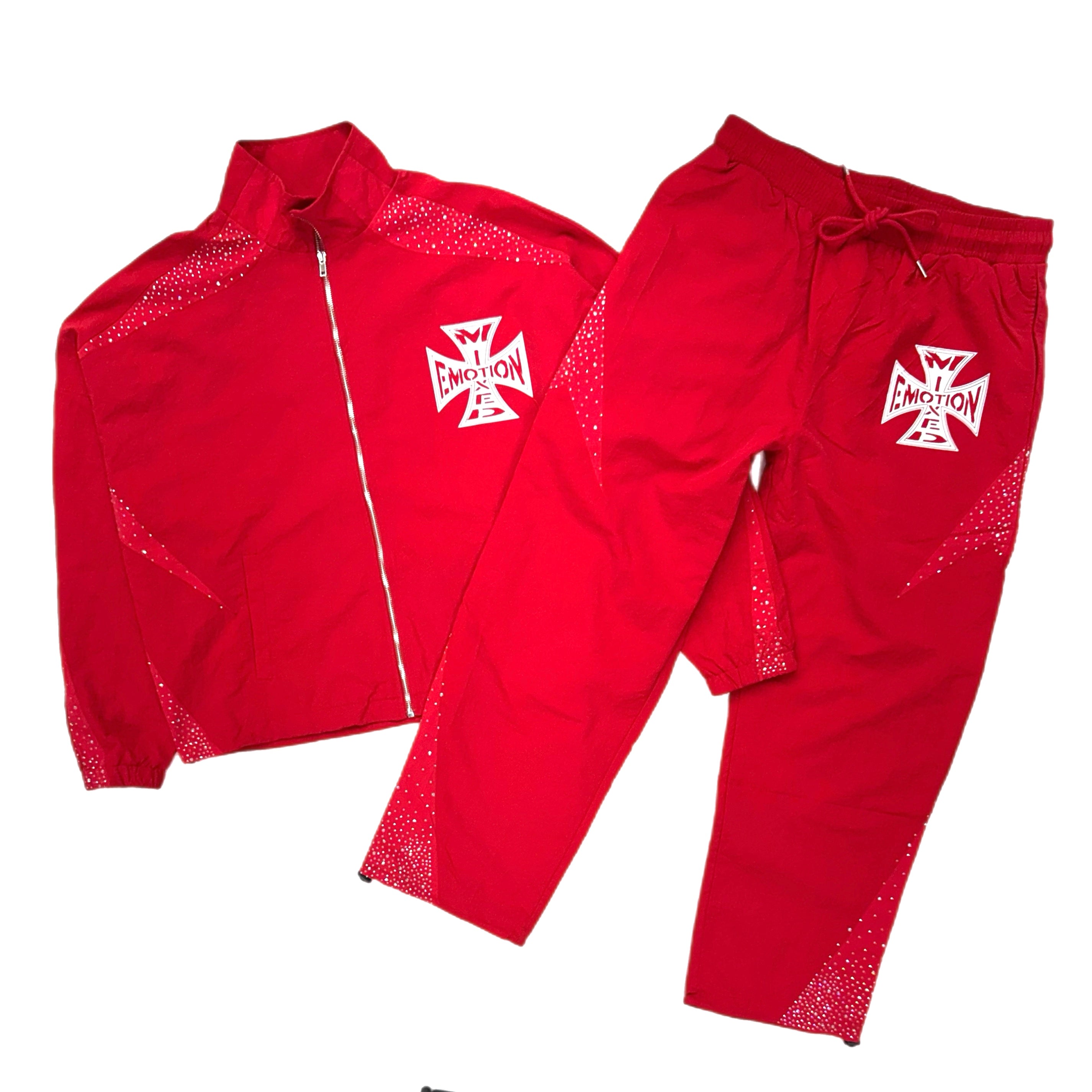 Mixed Emotions Red Classic Nylon Track Set Lightweight