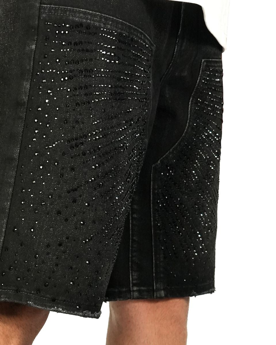 preme Drop gems” crystal black shorts