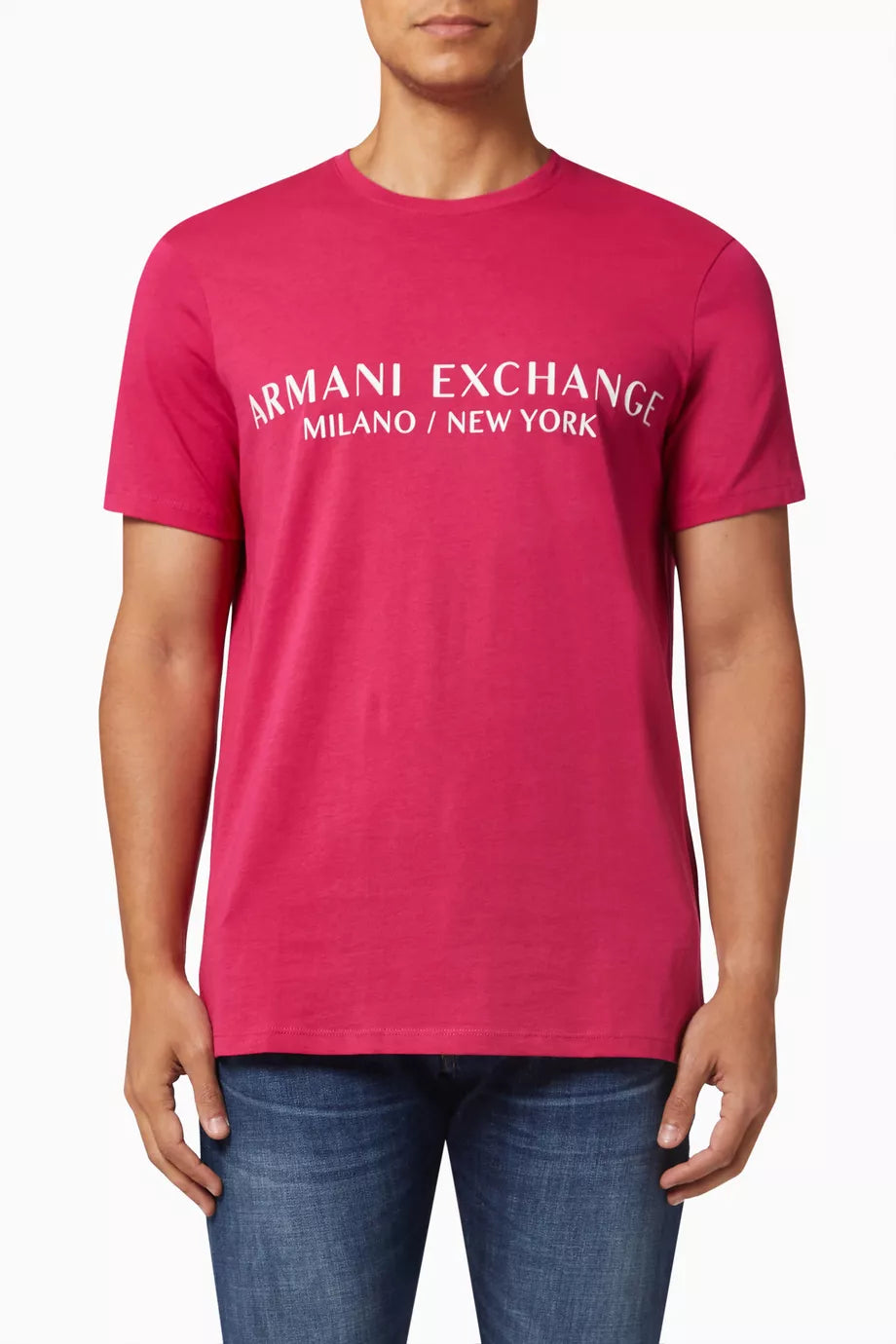 Armani Exchange Fuchsia slim fit icon logo Tshirt