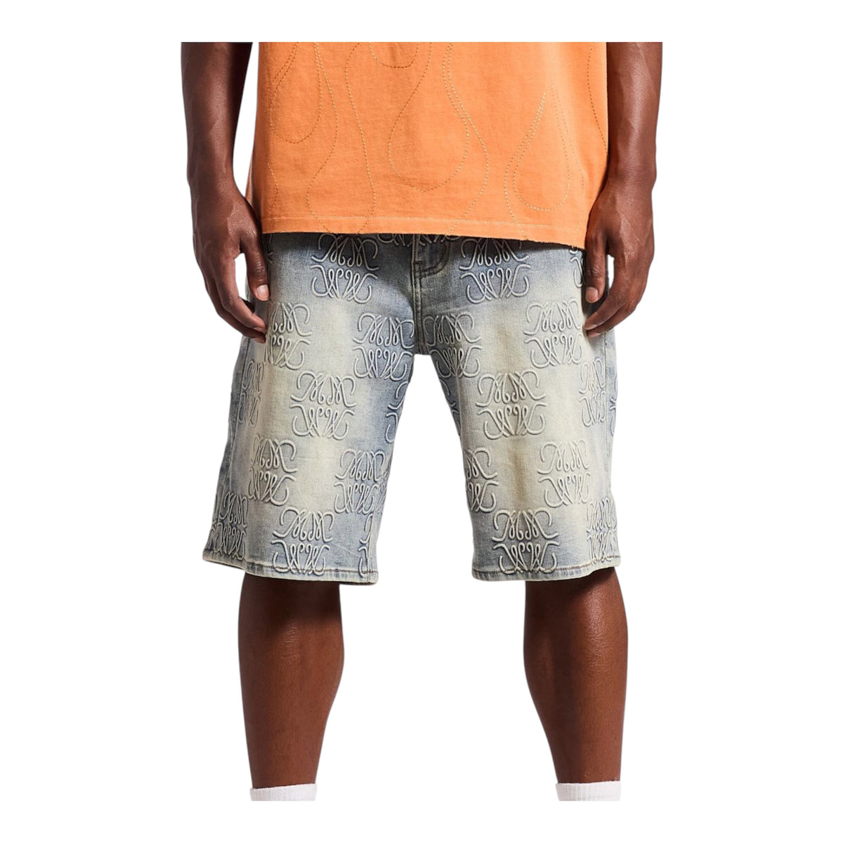 Memory Lane MONOGRAM DENIM SHORT-BLUE RINSE